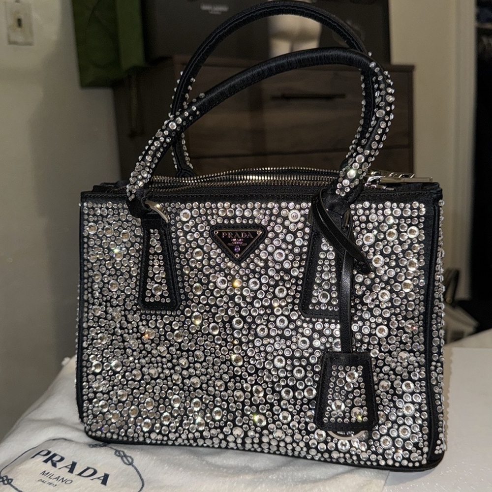 Black and Silver Crystal Embellished Women's Bag